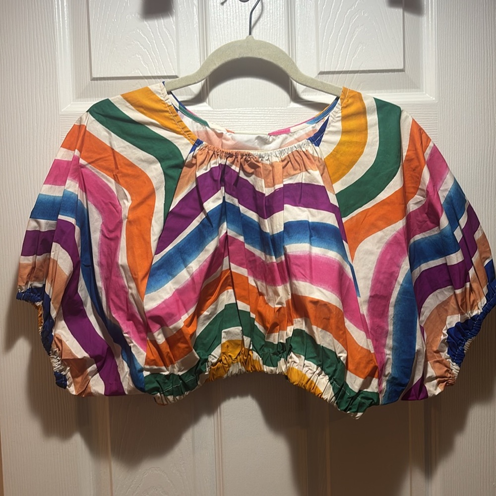 Farm Rio Dancing Stripes Crop Top - Picture 3 of 7